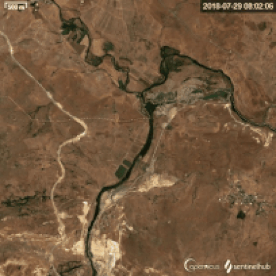 Alpaslan 2 Barajında İnşaat ve Su Tutma Dönemlerine ait  Uydu Görüntüleri